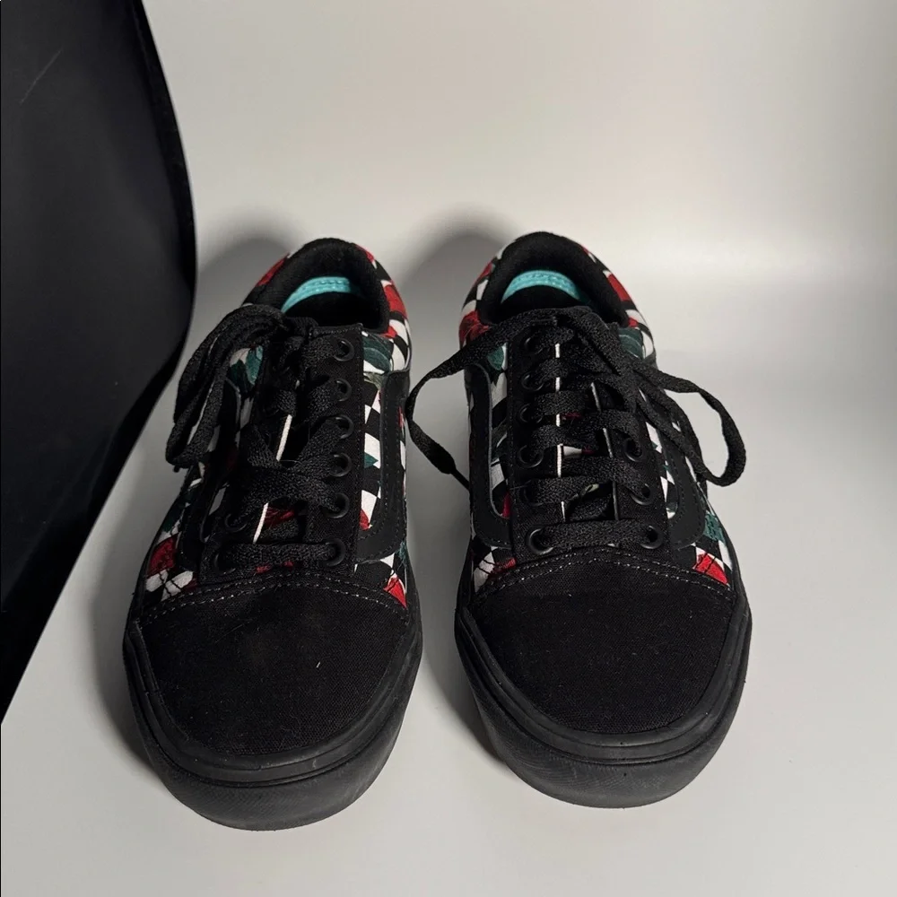 Vans Black Floral Checkered Sneakers‎ size 4.5 kids